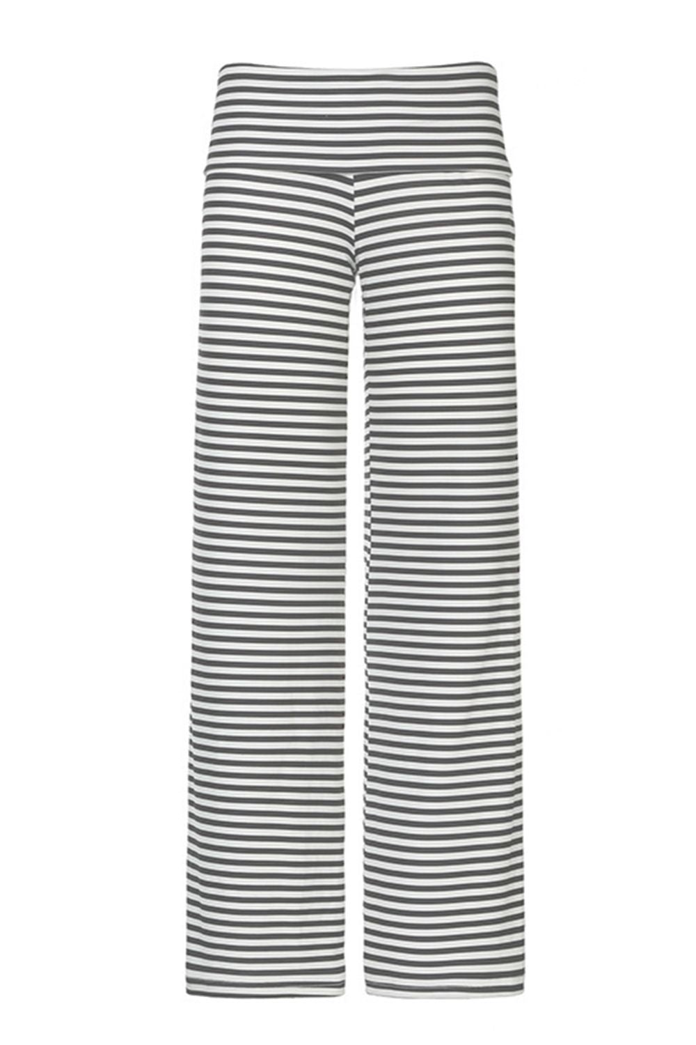 Coastal Stripe Palazzo Pants in black and white horizontal stripes, wide leg cut