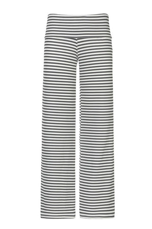 Coastal Stripe Palazzo Pants in black and white horizontal stripes, wide leg cut
