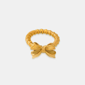 Gold textured ring with a bow knot detail