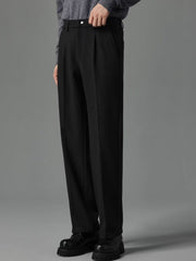 Men's black premium pocketed sweatpants with a relaxed fit.