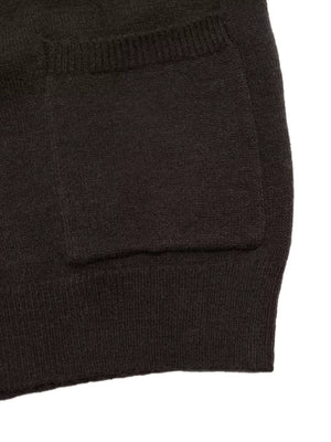 Crew Neck Button-up Cardigan in Brown, fit detail
