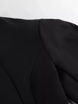 Puffy Sleeve Blazer And Wide-leg Pants Set in Black, view 13