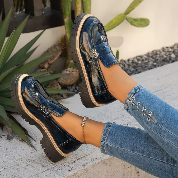 Round Toe Platform Loafers, product detail