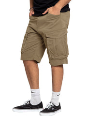 Khakis cargo shorts with multiple pockets and a relaxed fit.