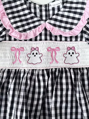 Children's Ghost Long Sleeve Top And Pants Set in Pink, close-up detail