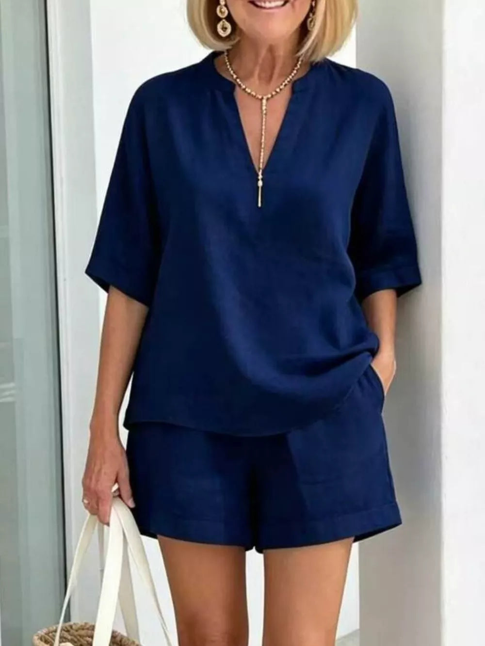 Full Size Half Sleeve Top And Shorts Set, product detail