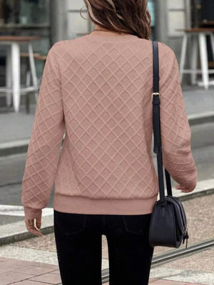 Textured Quarter-zip Sweatshirt in Pink, view 17