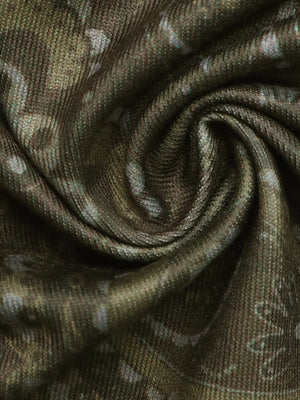 Vibrant paisley print bandeau top in a textured fabric with a swirling pattern.