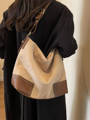 Color Block Shoulder Bag in Khaki, front view