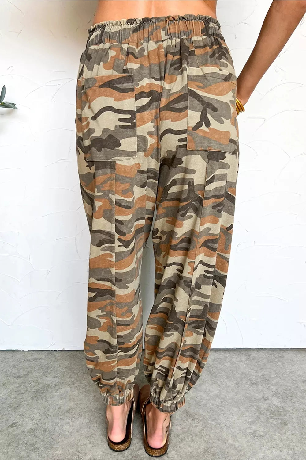 Camouflage Printed Drawstring Jogger Pants, side view