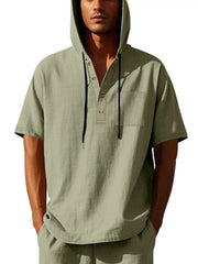 Casual Hooded Shirt With Button Placket