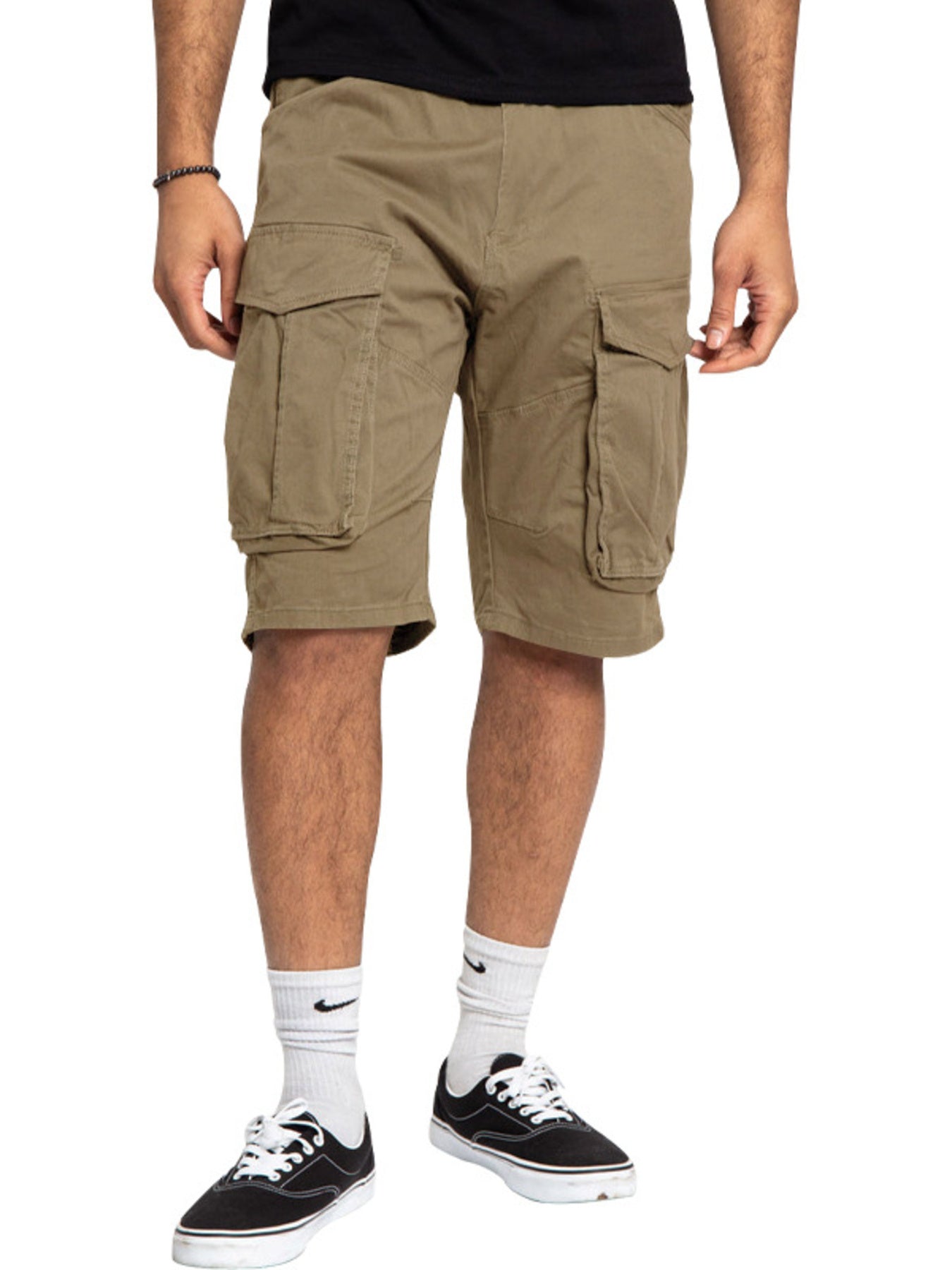 Khakis cargo shorts for men with multiple pockets and a relaxed fit.