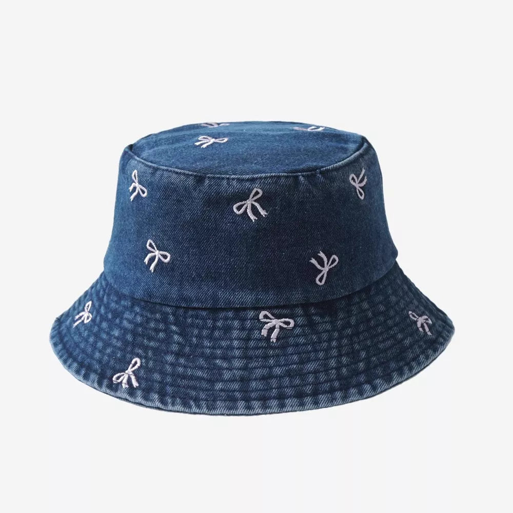 Cherry Embroidered Cotton Bucket Hat
