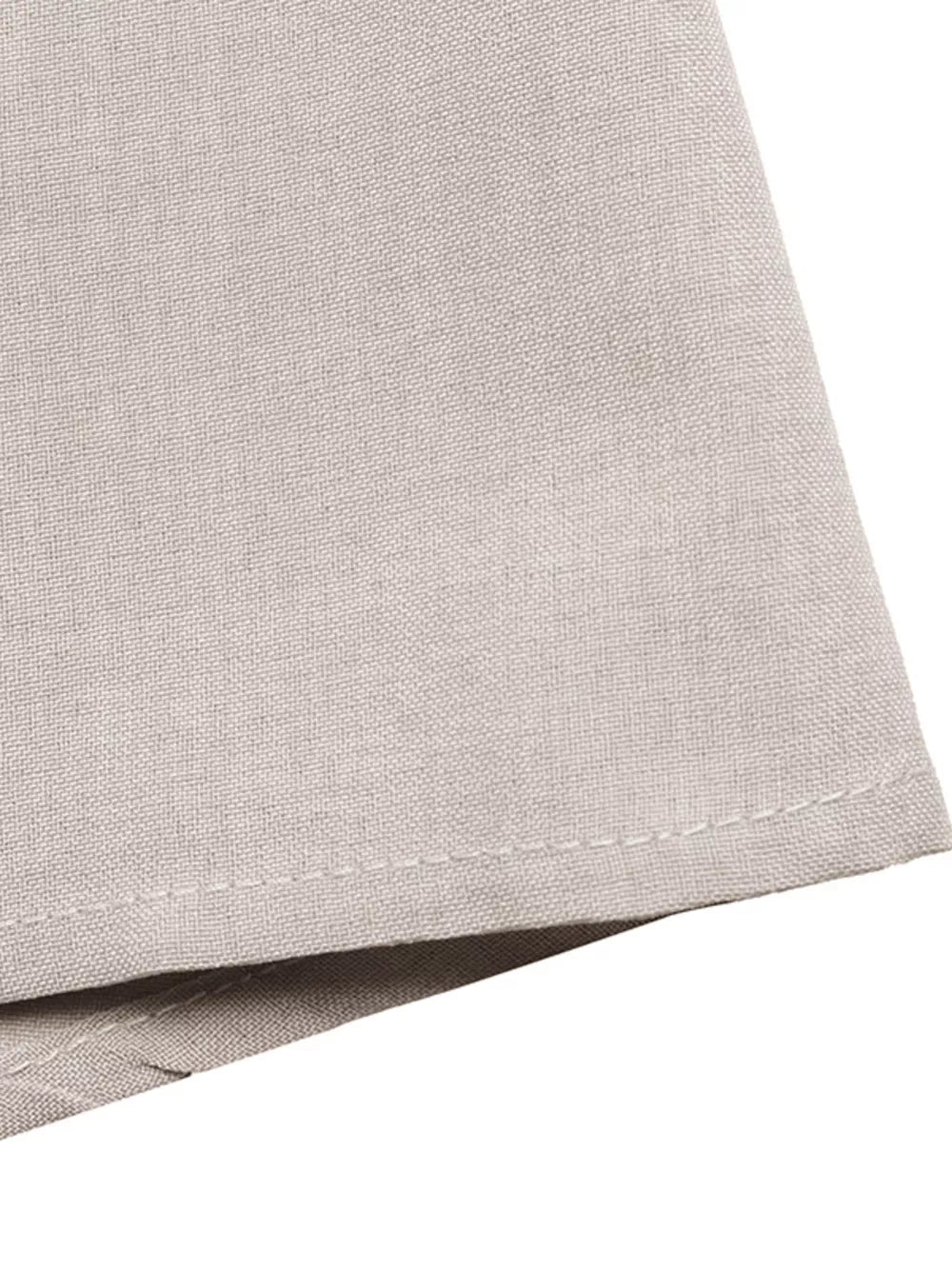 Midi dress in beige linen blend with adjustable ties and button-down detail.