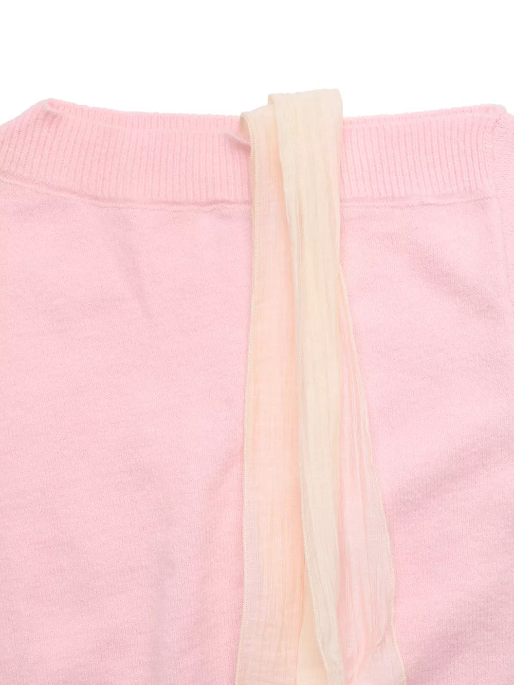 One Shoulder Bow Detail Sweater in Pink, fabric detail