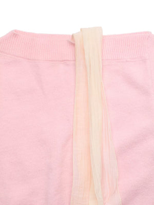 One Shoulder Bow Detail Sweater in Pink, fabric detail
