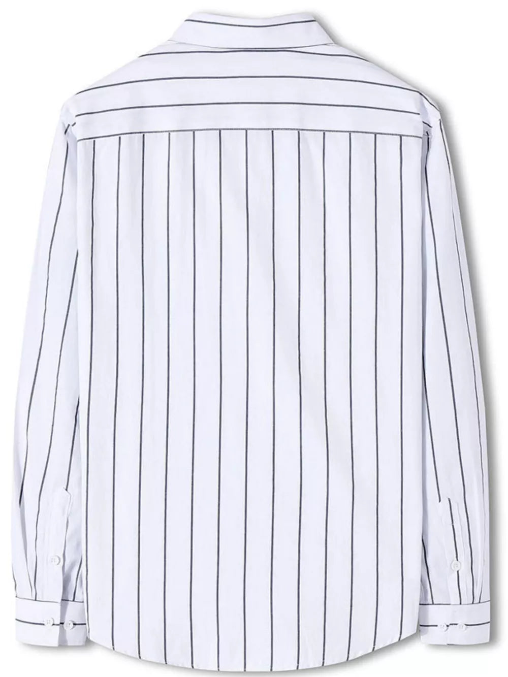 White and black pinstripe long sleeve button-down shirt, cotton blend