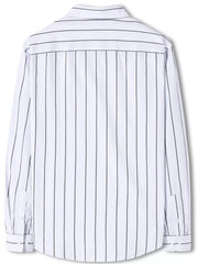 White and black pinstripe long sleeve button-down shirt, cotton blend