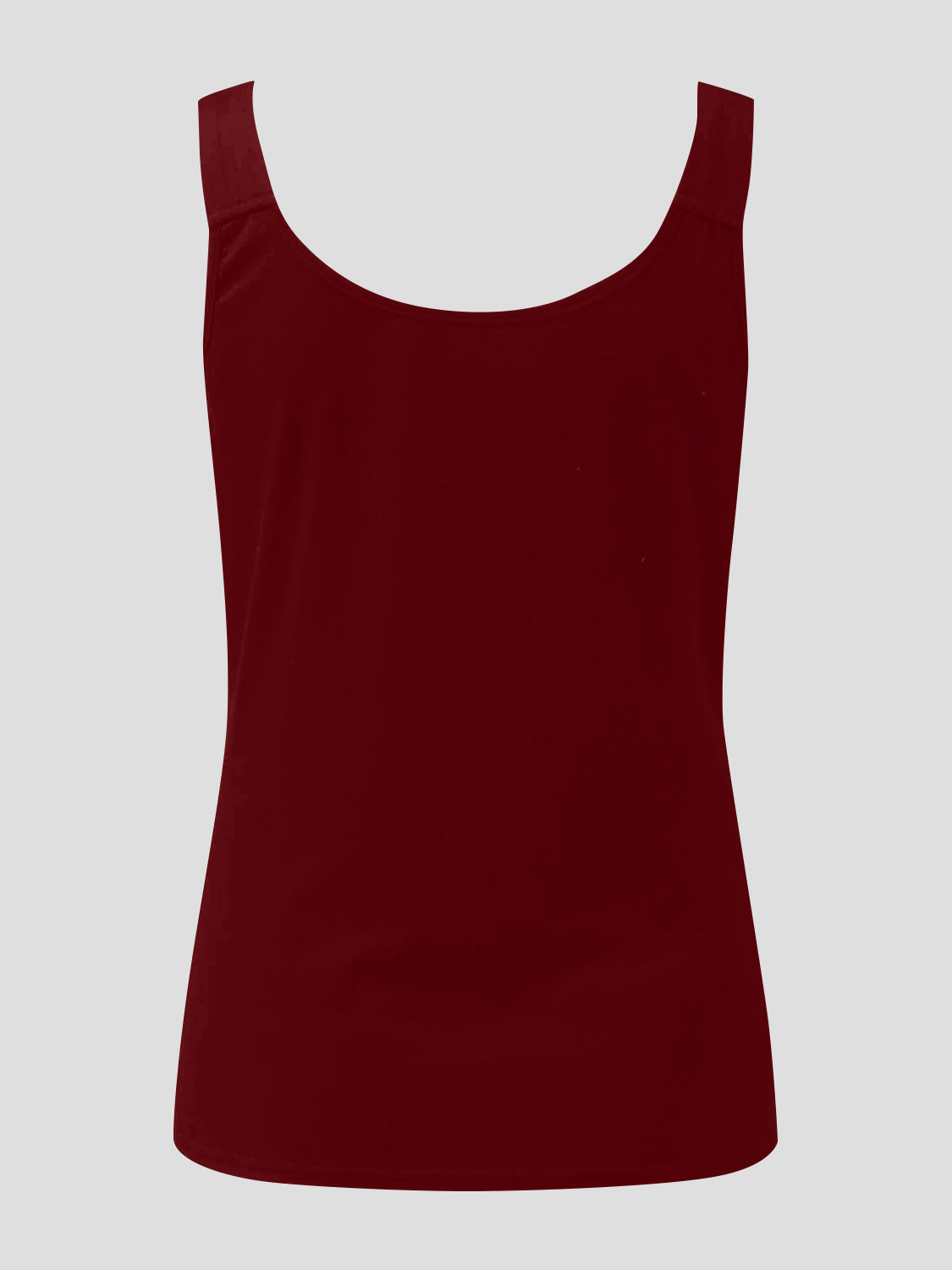 Burgundy ribbed tank top with scoop neck and lace inset detail