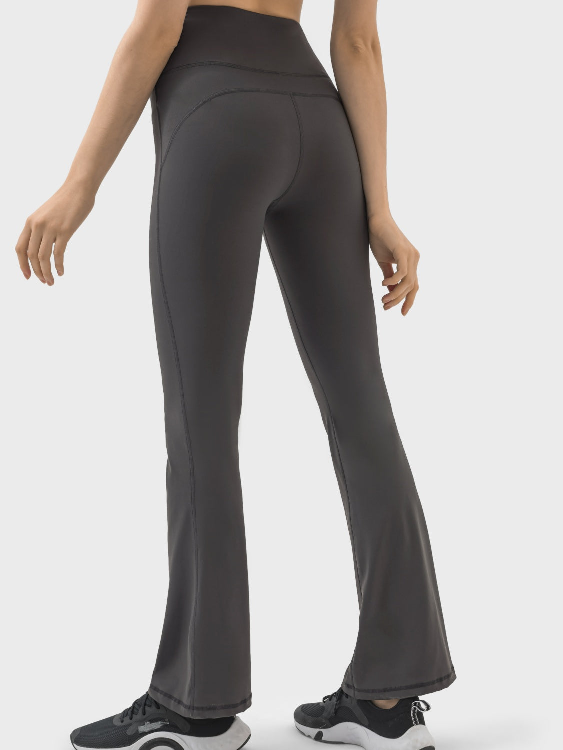 Dark Gray flared sculpt leggings with high-rise waist and subtle seam details.