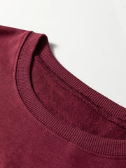 Plaid Colorblock Patchwork Sleeve Sweatshirt in Burgundy, product detail