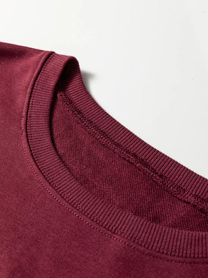 Plaid Colorblock Patchwork Sleeve Sweatshirt in Burgundy, product detail