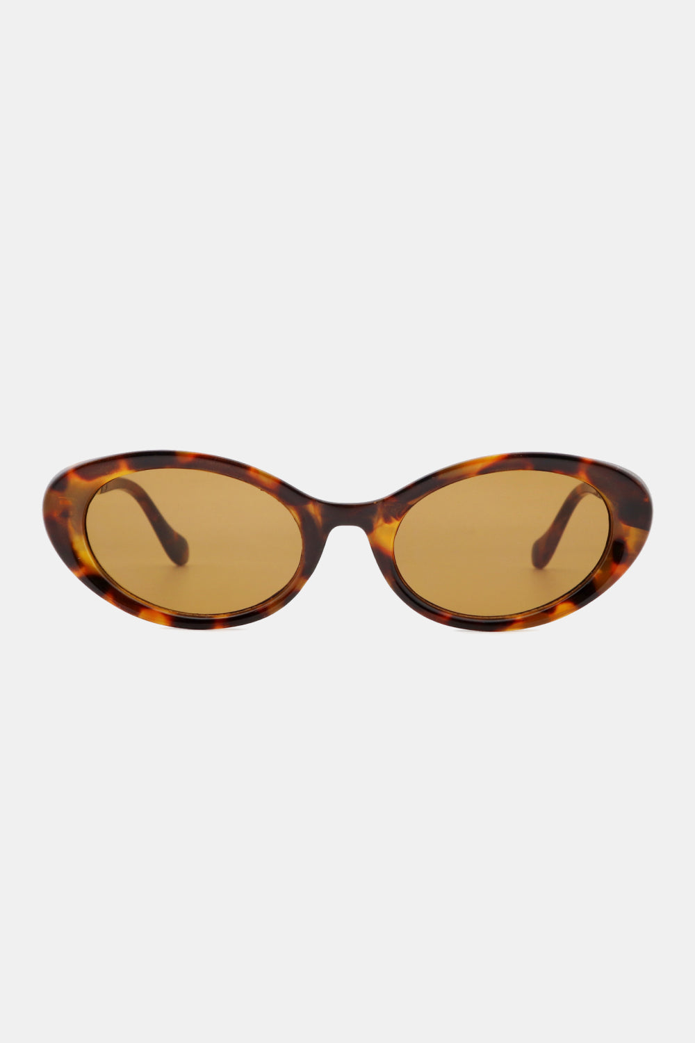 Brown tortoise oval sunglasses with amber lenses