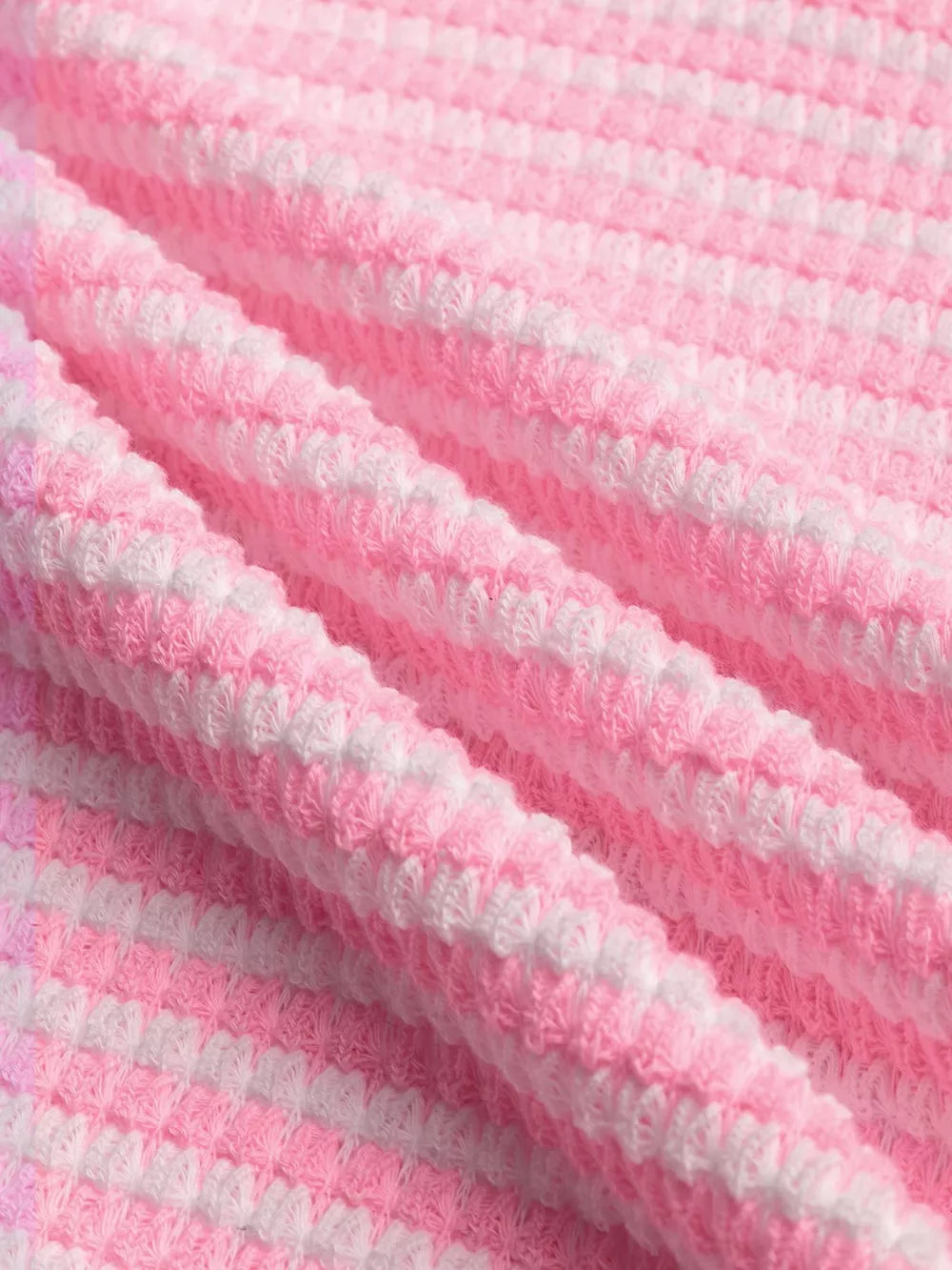 Pink and white striped maternity wide leg pants with textured fabric detail