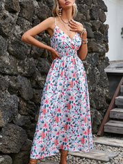 Vibrant Paisley Midi Dress With Spaghetti Straps
