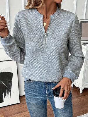 Textured Quarter-zip Sweatshirt in Black, alternate angle