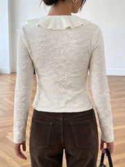 Ruffled Long-sleeve Tie-front Blouse, back view