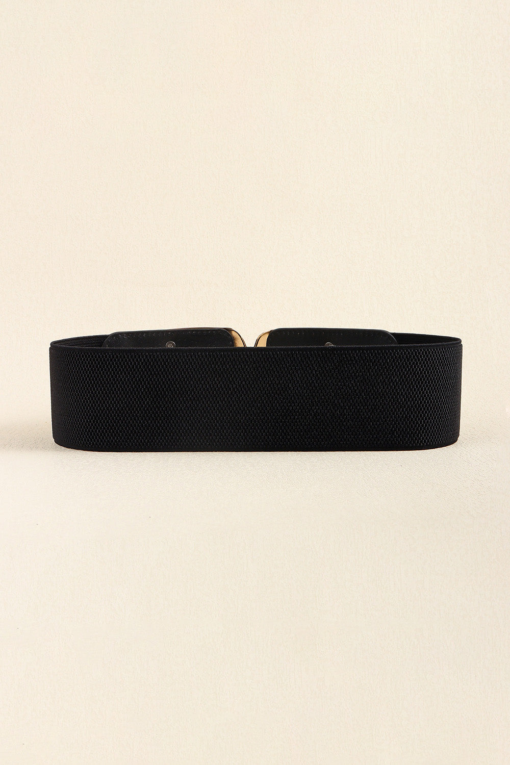 Black elastic belt with double C buckle detail