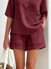 Full Size Half Sleeve Top And Shorts Set, fit detail