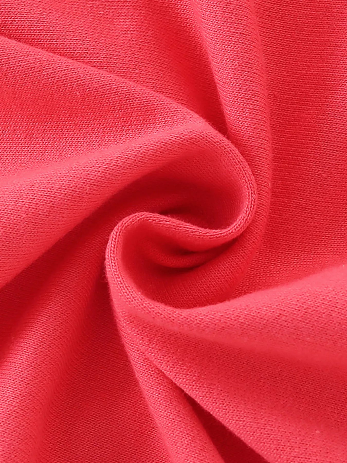 Red crew-neck sweatshirt with textured cotton blend fabric detail.