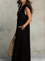 Ruffled V-neck Maxi Dress, close-up detail