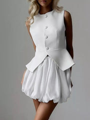 Chic Peplum Vest With Bubble Skirt Ensemble