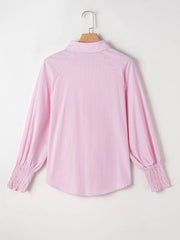 Effortlessly Chic Smocked Cuff Button Shirt