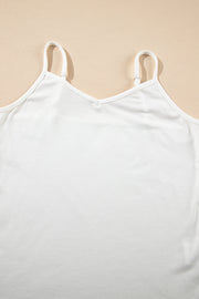 White cami with V-neck and adjustable spaghetti straps