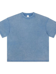 Vintage wash boxy t-shirt in light blue with crew neck and short sleeves.