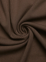 Brown ribbed knit fabric detail