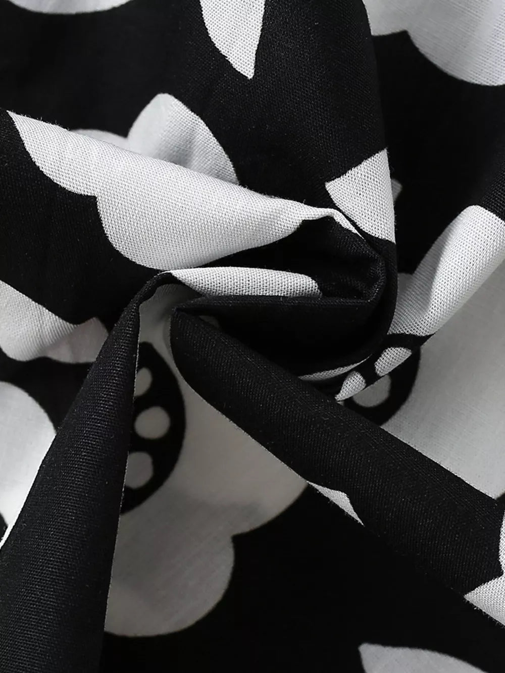 Children's Floral Print Square Neck Puff Sleeve Dress, model styling view