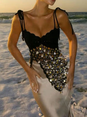 Luxe Sequin-embellished Crochet Cami
