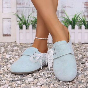 Round Toe Slip-ons in Blue, side view