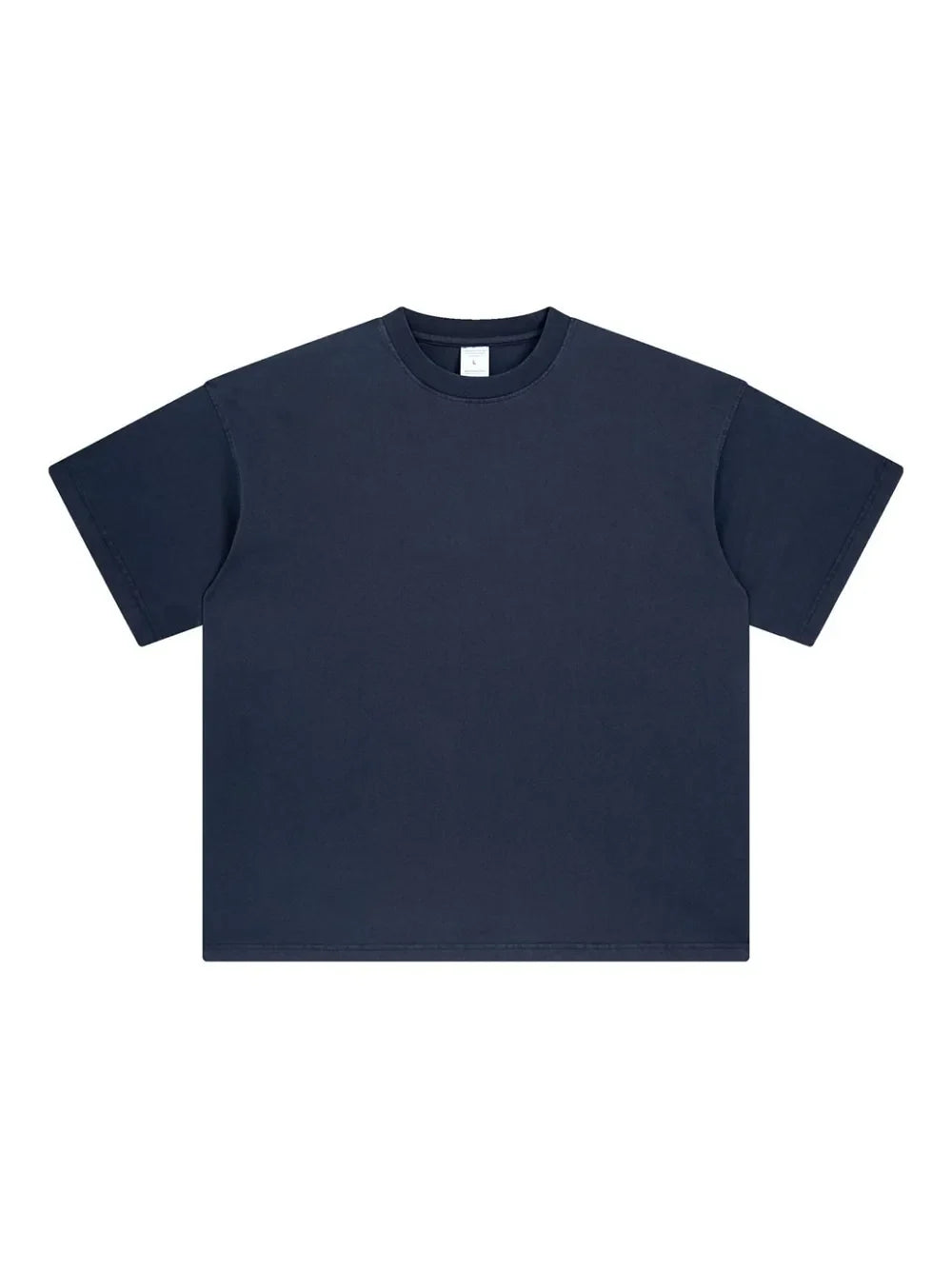 Oversized washed cotton tee in Dusty Blue with relaxed fit and crew neck.