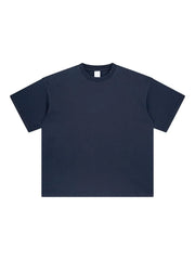 Oversized washed cotton tee in Dusty Blue with relaxed fit and crew neck.