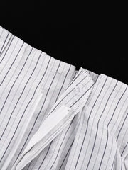 Pinstripe Cropped Blazer And Pleated Shorts Set in Light Gray, view 12