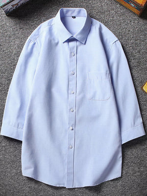 Men's Plus Size Casual Button Up Shirt in White, model styling view