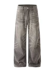 Men S Wide Leg Washed Jeans, front view