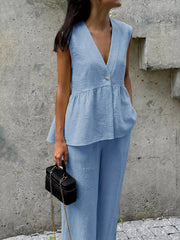 Chic Two-piece Set With Peplum Top