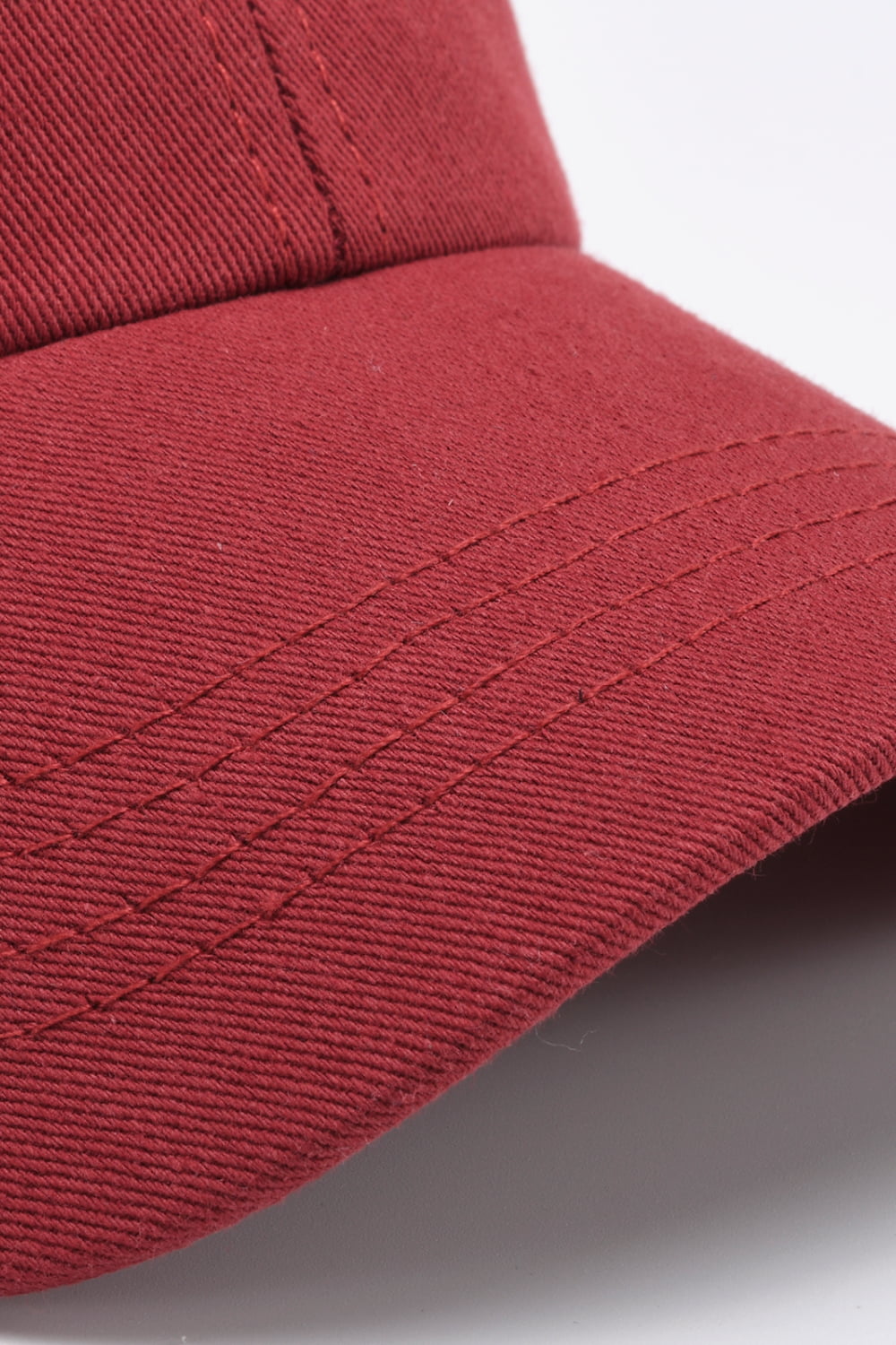 Deep Red baseball cap with stitched details on the brim.